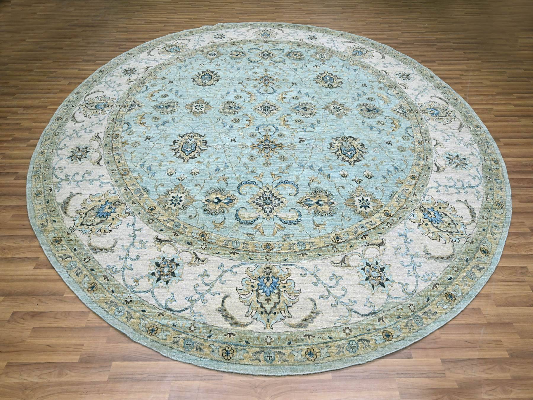 Agra Oushak / Peshawar hand-knotted wool rug in Blue, 11'10" x 11'10", SKU O076110
