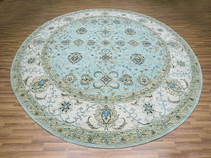 Agra Oushak / Peshawar hand-knotted wool rug in Blue, 11'10" x 11'10", SKU O076110
