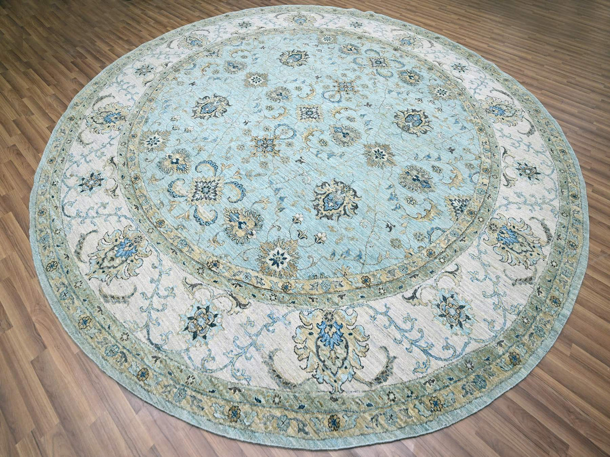 Agra Oushak / Peshawar hand-knotted wool rug in Blue, 11'10" x 11'10", SKU O076110