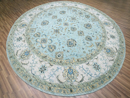 Agra Oushak / Peshawar hand-knotted wool rug in Blue, 11'10" x 11'10", SKU O076110