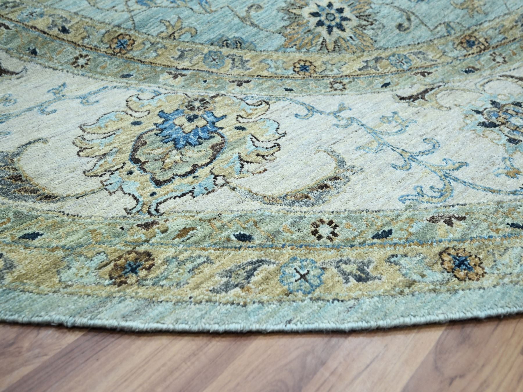 Agra Oushak / Peshawar hand-knotted wool rug in Blue, 11'10" x 11'10", SKU O076110