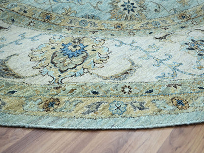 Agra Oushak / Peshawar hand-knotted wool rug in Blue, 11'10" x 11'10", SKU O076110