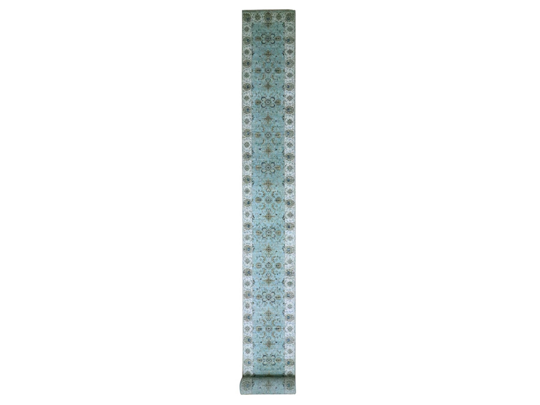 Agra Oushak / Peshawar hand-knotted wool runner in Blue, 2'6" x 29'10", SKU O076111