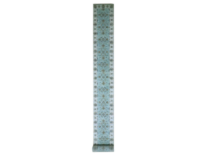 Agra Oushak / Peshawar hand-knotted wool runner in Blue, 2'6" x 29'10", SKU O076111
