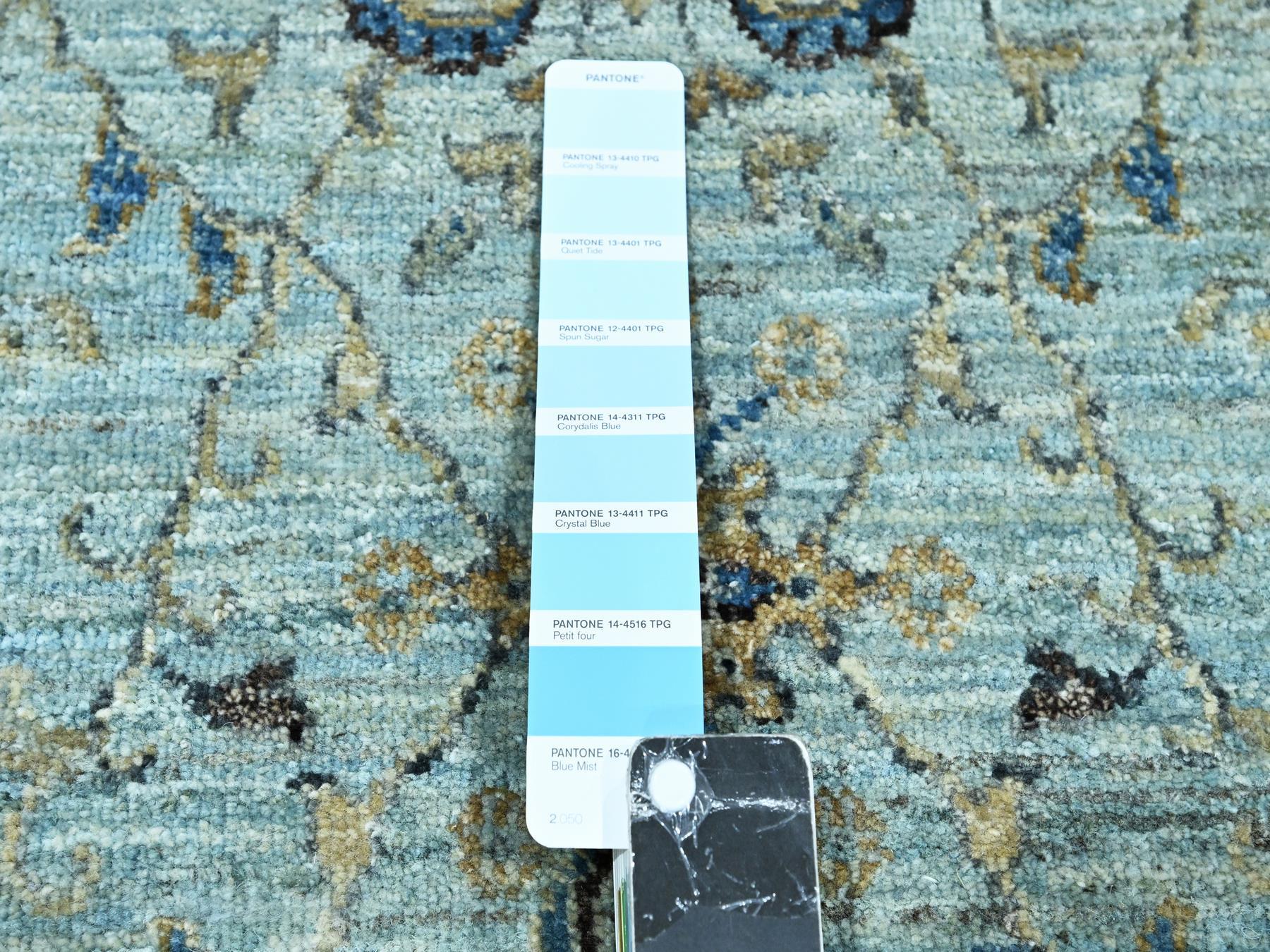 Agra Oushak / Peshawar hand-knotted wool runner in Blue, 2'6" x 29'10", SKU O076111