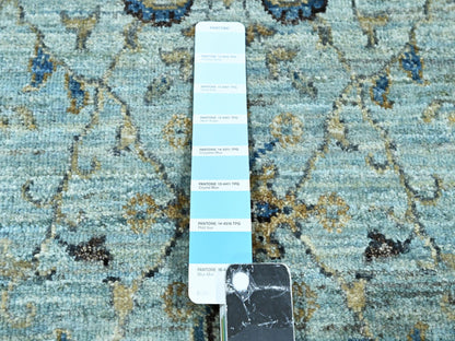 Agra Oushak / Peshawar hand-knotted wool runner in Blue, 2'6" x 29'10", SKU O076111