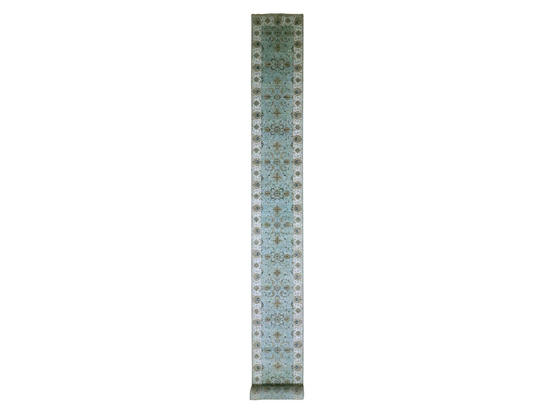 Agra Oushak / Peshawar hand-knotted wool runner in Blue, 2'6" x 25'7", SKU O076112