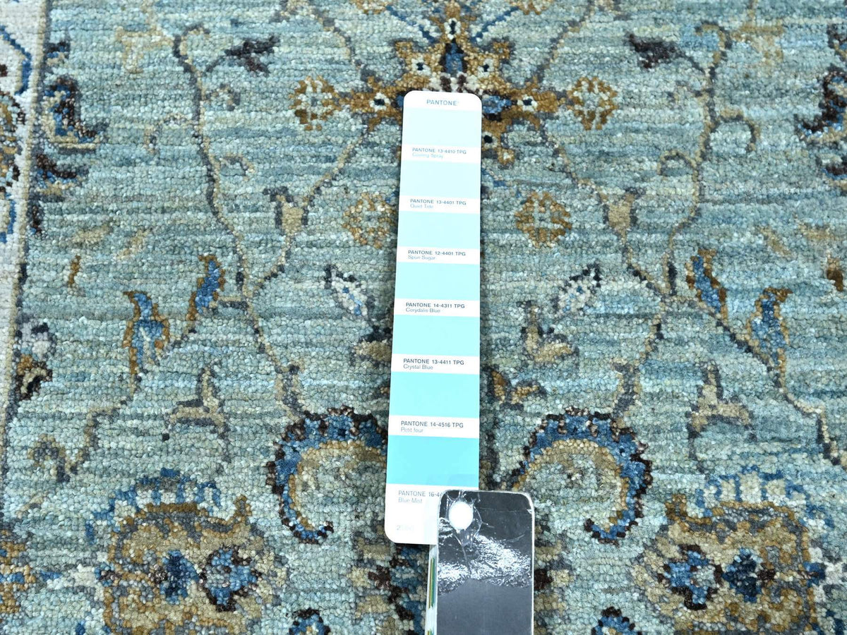 Agra Oushak / Peshawar hand-knotted wool runner in Blue, 2'6" x 25'7", SKU O076112