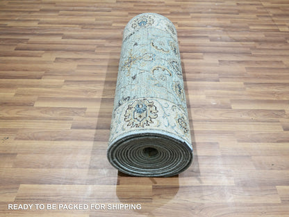 Agra Oushak / Peshawar hand-knotted wool runner in Blue, 2'6" x 25'7", SKU O076112