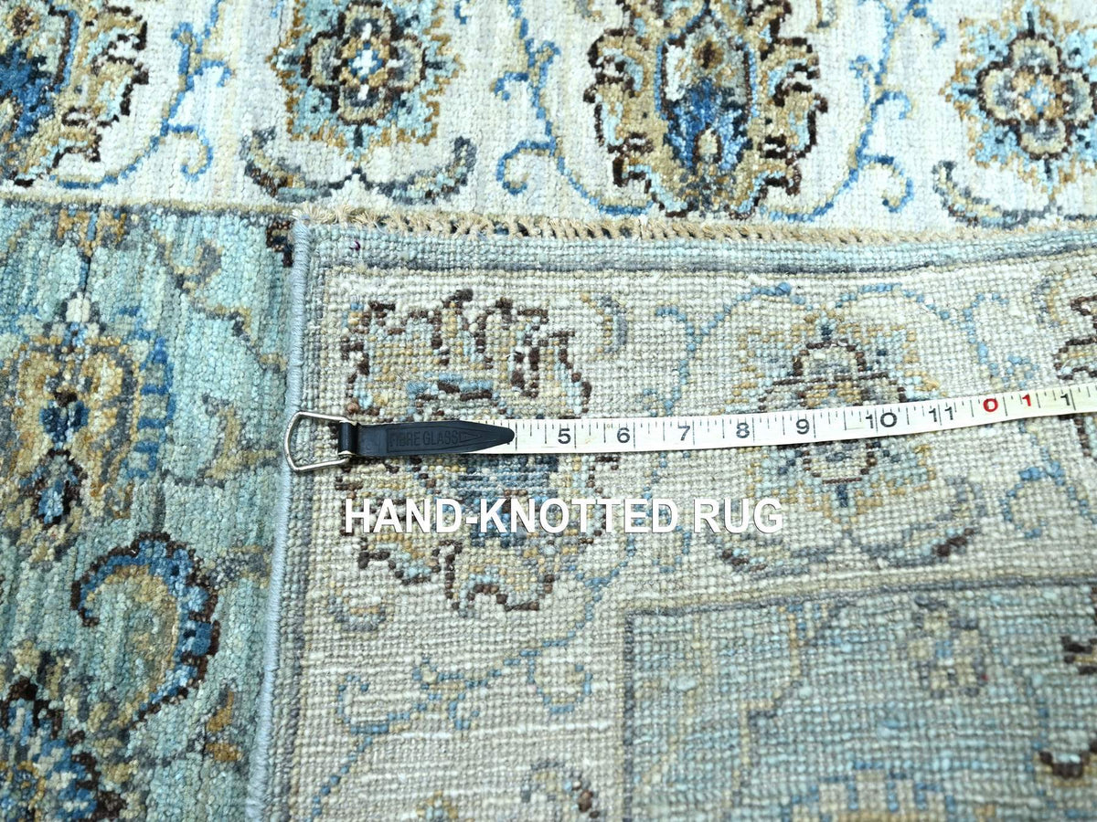 Agra Oushak / Peshawar hand-knotted wool runner in Blue, 2'6" x 25'7", SKU O076112