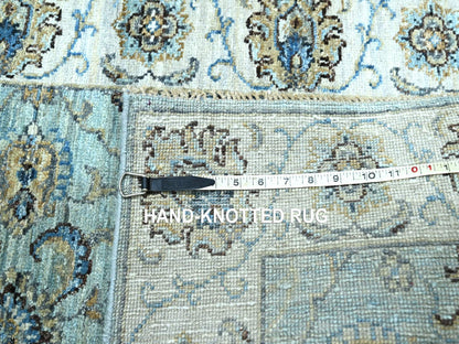 Agra Oushak / Peshawar hand-knotted wool runner in Blue, 2'6" x 25'7", SKU O076112