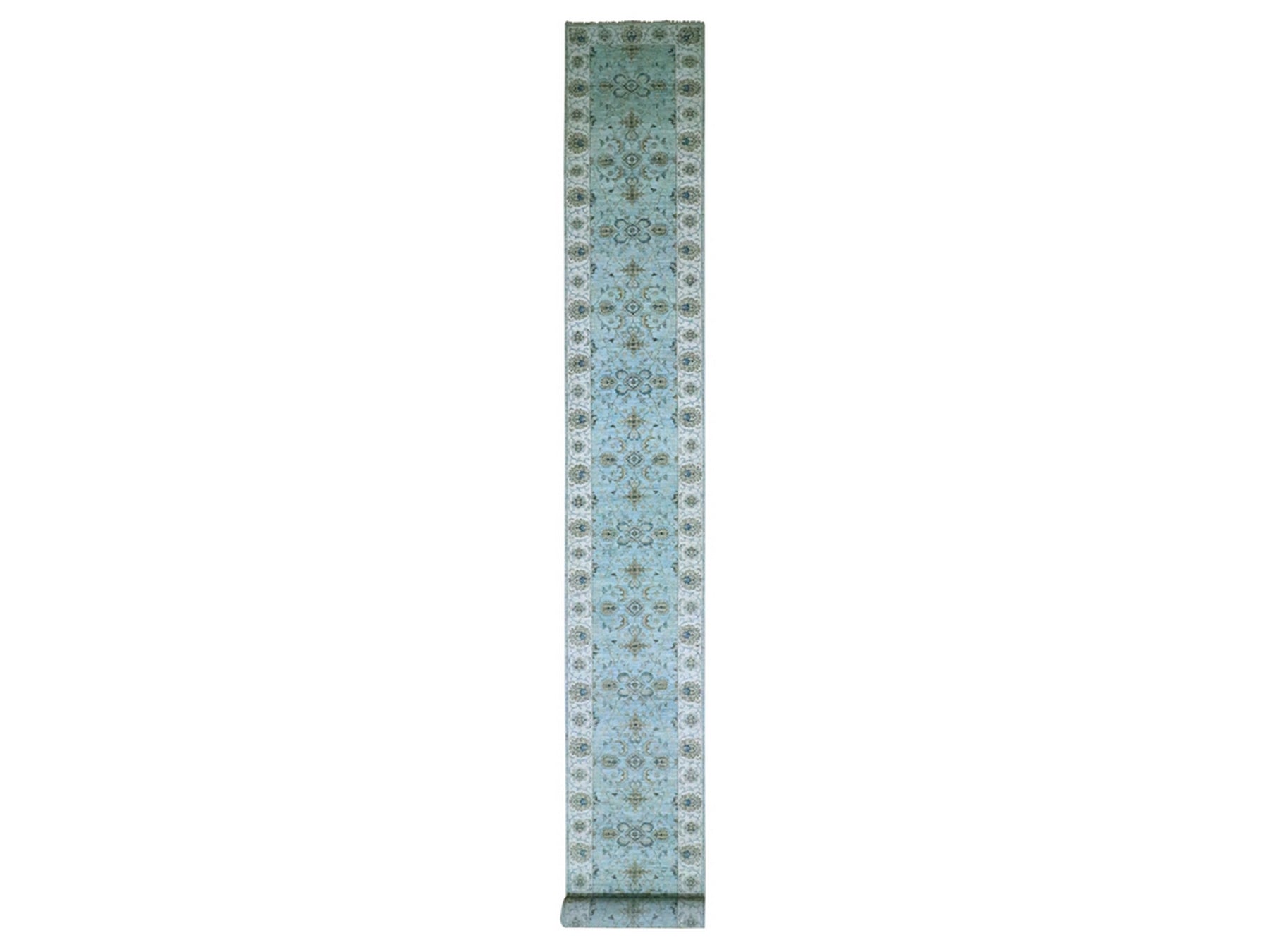Agra Oushak / Peshawar hand-knotted wool runner in Blue, 2'9" x 24'3", SKU O076113