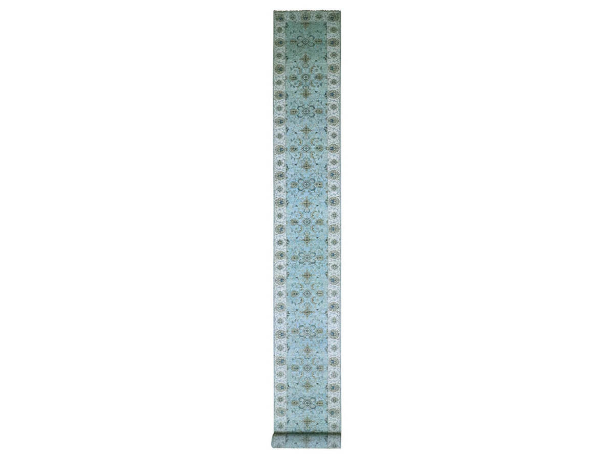 Agra Oushak / Peshawar hand-knotted wool runner in Blue, 2'9" x 24'3", SKU O076113