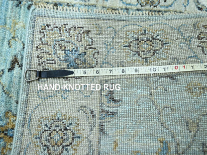 Agra Oushak / Peshawar hand-knotted wool runner in Blue, 2'9" x 24'3", SKU O076113