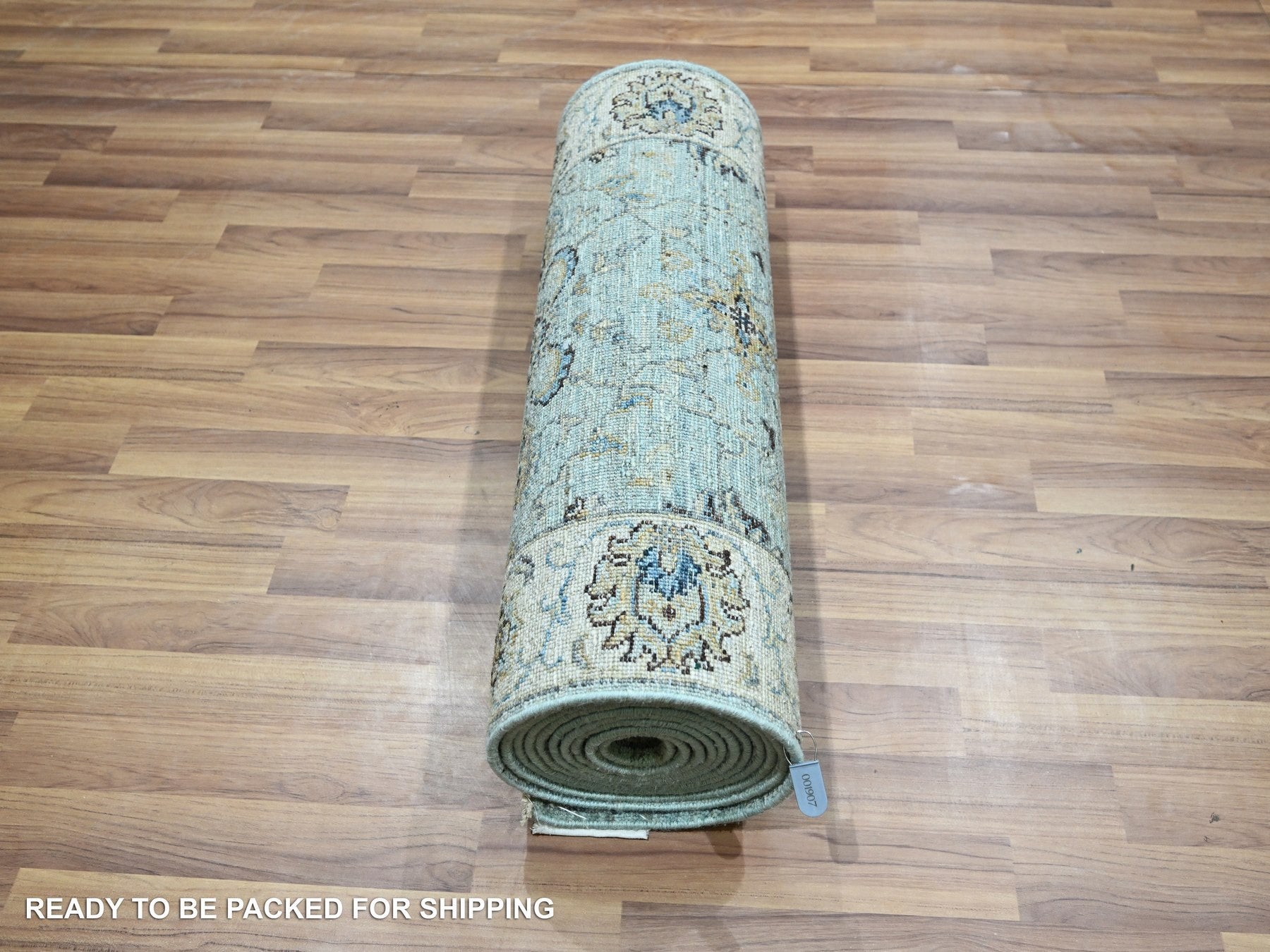 Agra Oushak / Peshawar hand-knotted wool runner in Blue, 2'6" x 15'9", SKU O076115