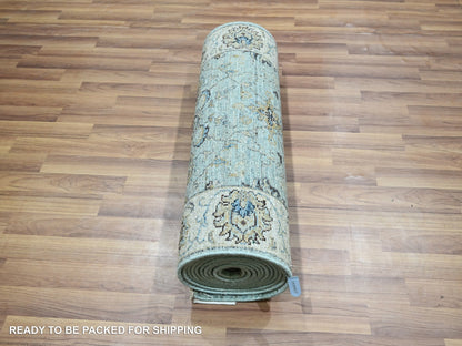 Agra Oushak / Peshawar hand-knotted wool runner in Blue, 2'6" x 15'9", SKU O076115