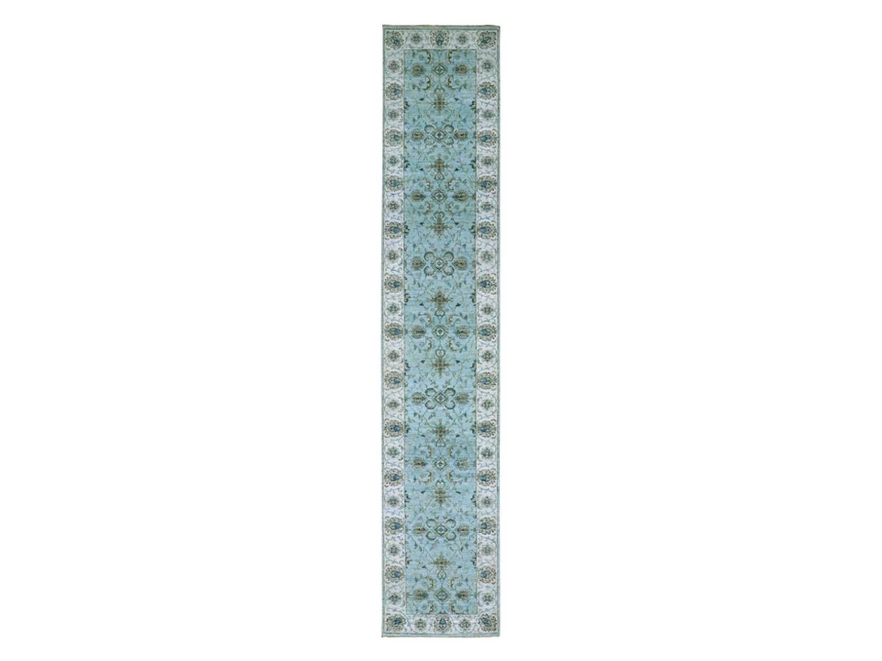 Agra Oushak / Peshawar hand-knotted wool runner in Blue, 2'7" x 13'11", SKU O076116