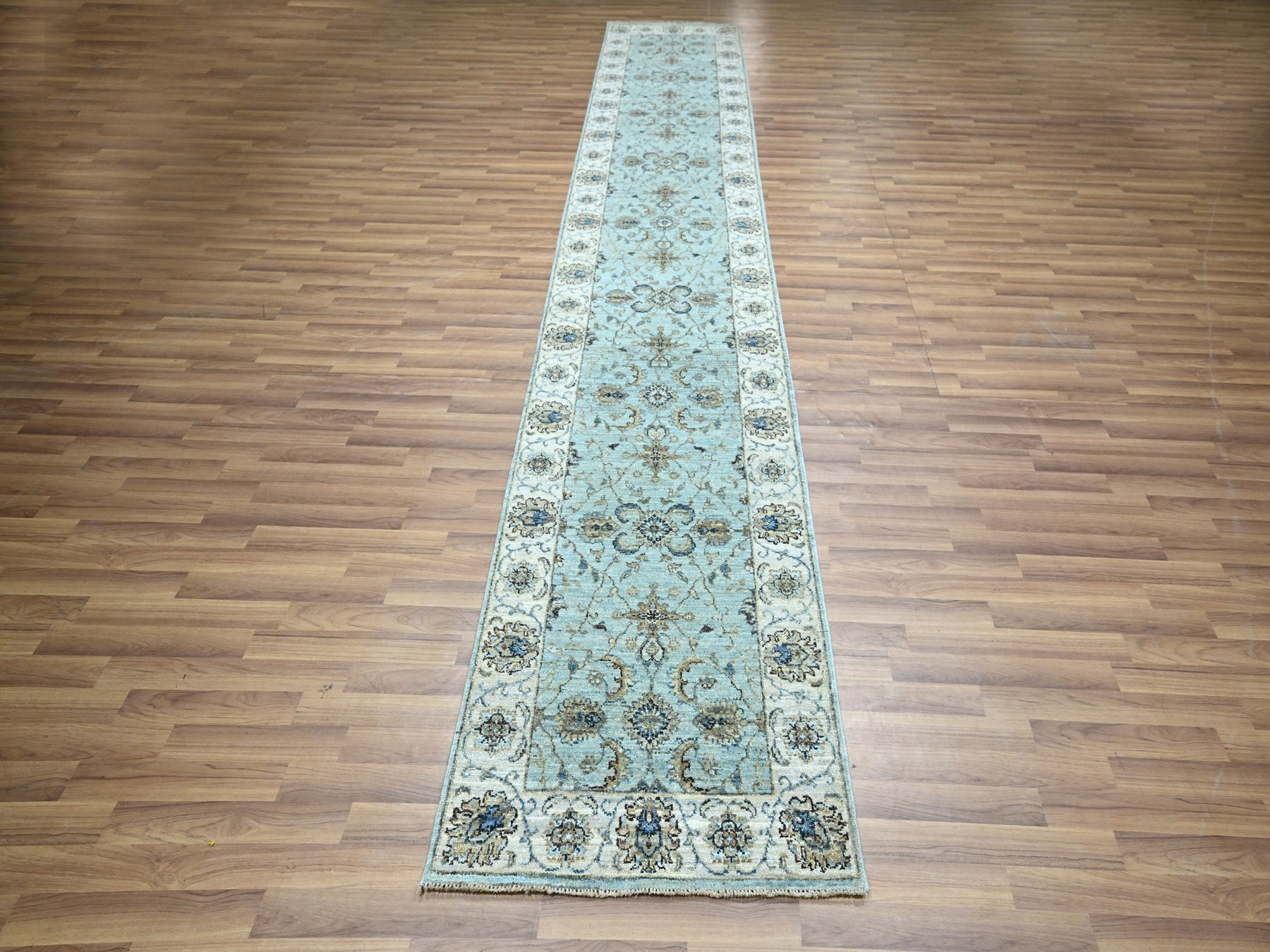 Agra Oushak / Peshawar hand-knotted wool runner in Blue, 2'7" x 13'11", SKU O076116