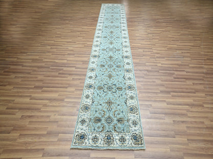 Agra Oushak / Peshawar hand-knotted wool runner in Blue, 2'7" x 13'11", SKU O076116