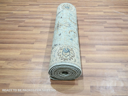 Agra Oushak / Peshawar hand-knotted wool runner in Blue, 2'7" x 13'11", SKU O076116