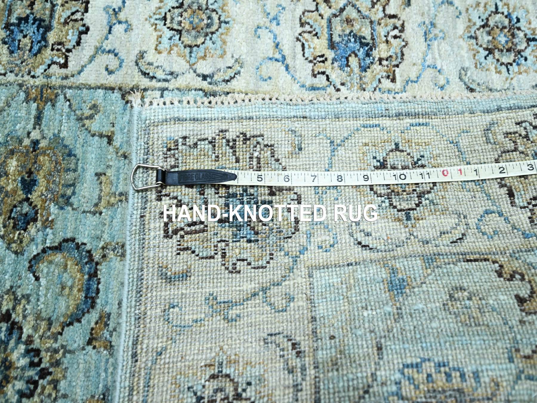 Agra Oushak / Peshawar hand-knotted wool runner in Blue, 2'7" x 13'11", SKU O076116