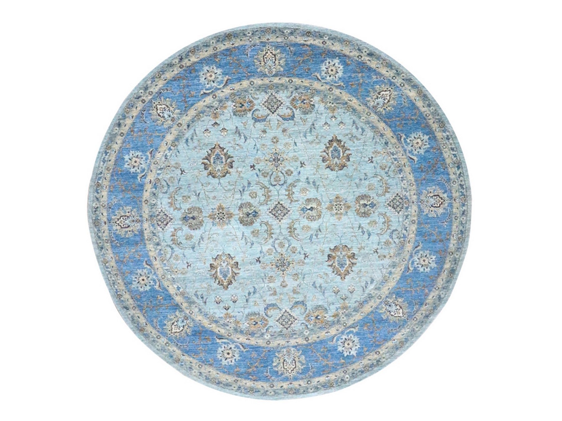 Agra Oushak / Peshawar hand-knotted wool rug in Blue, 9'11" x 10'0", SKU O076123