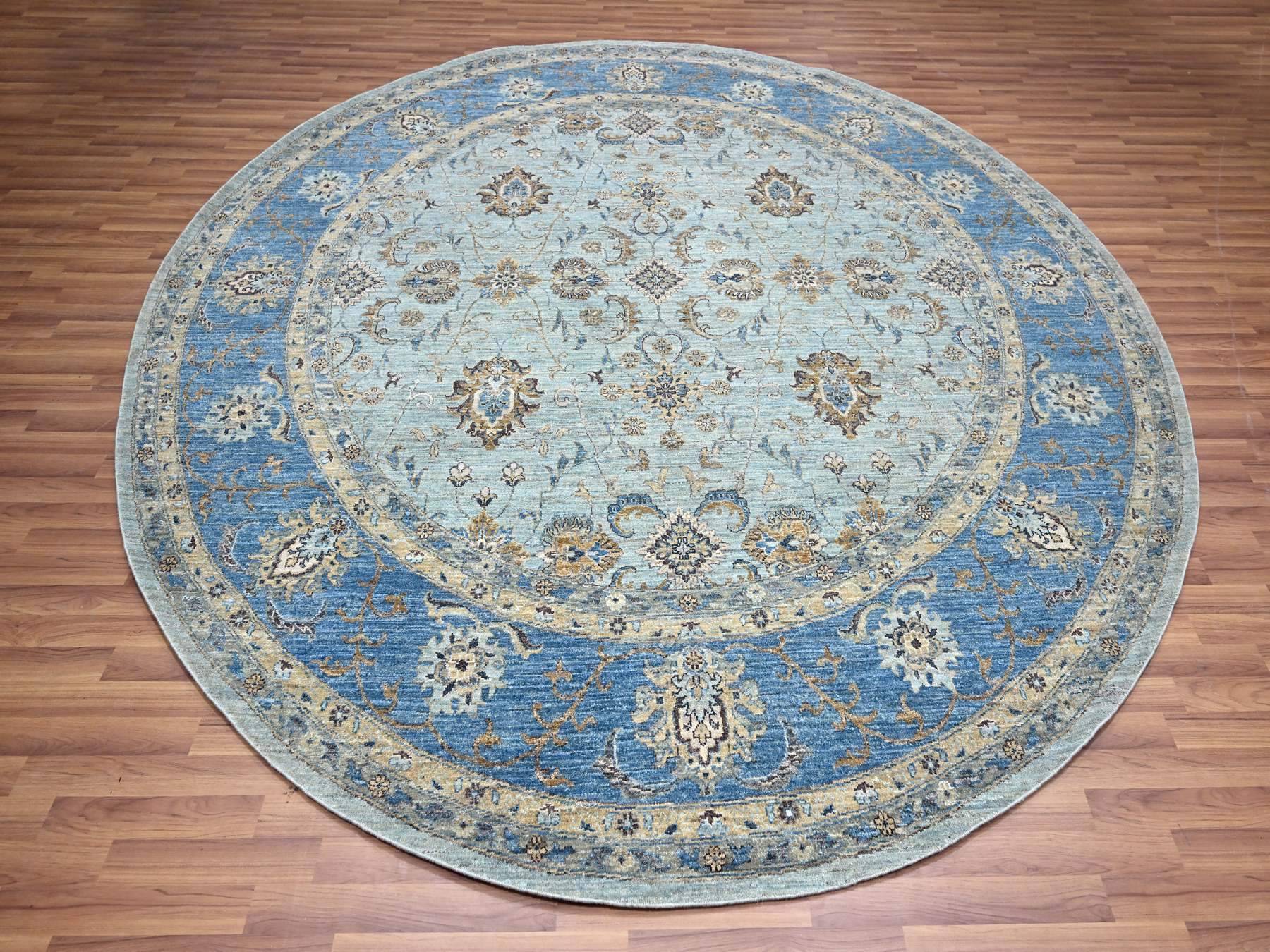 Agra Oushak / Peshawar hand-knotted wool rug in Blue, 9'11" x 10'0", SKU O076123