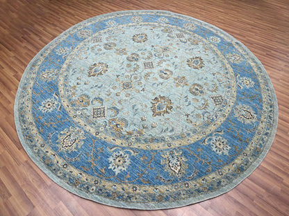 Agra Oushak / Peshawar hand-knotted wool rug in Blue, 9'11" x 10'0", SKU O076123