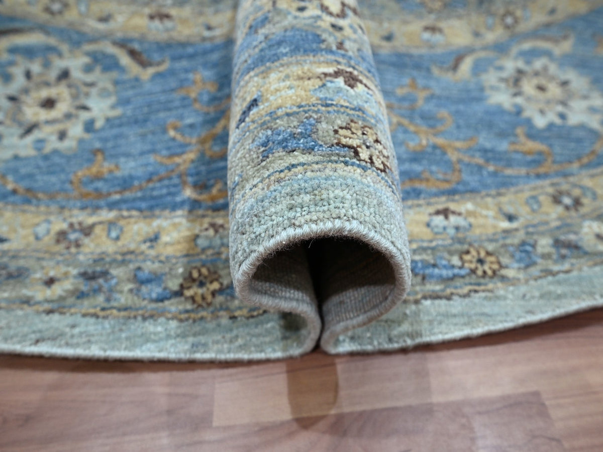 Agra Oushak / Peshawar hand-knotted wool rug in Blue, 9'11" x 10'0", SKU O076123