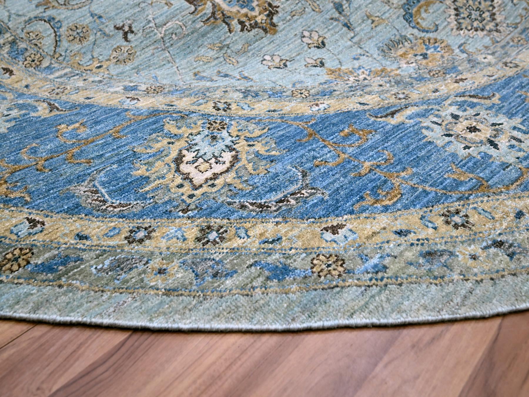 Agra Oushak / Peshawar hand-knotted wool rug in Blue, 9'11" x 10'0", SKU O076123