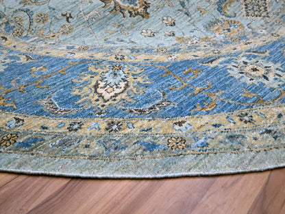 Agra Oushak / Peshawar hand-knotted wool rug in Blue, 9'11" x 10'0", SKU O076123