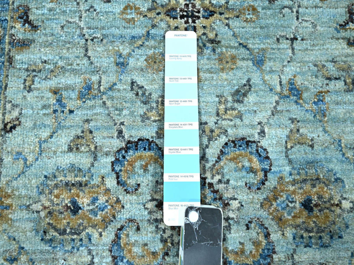 Agra Oushak / Peshawar hand-knotted wool runner in Blue, 2'9" x 29'10", SKU O076124