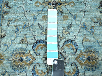 Agra Oushak / Peshawar hand-knotted wool runner in Blue, 2'9" x 29'10", SKU O076124