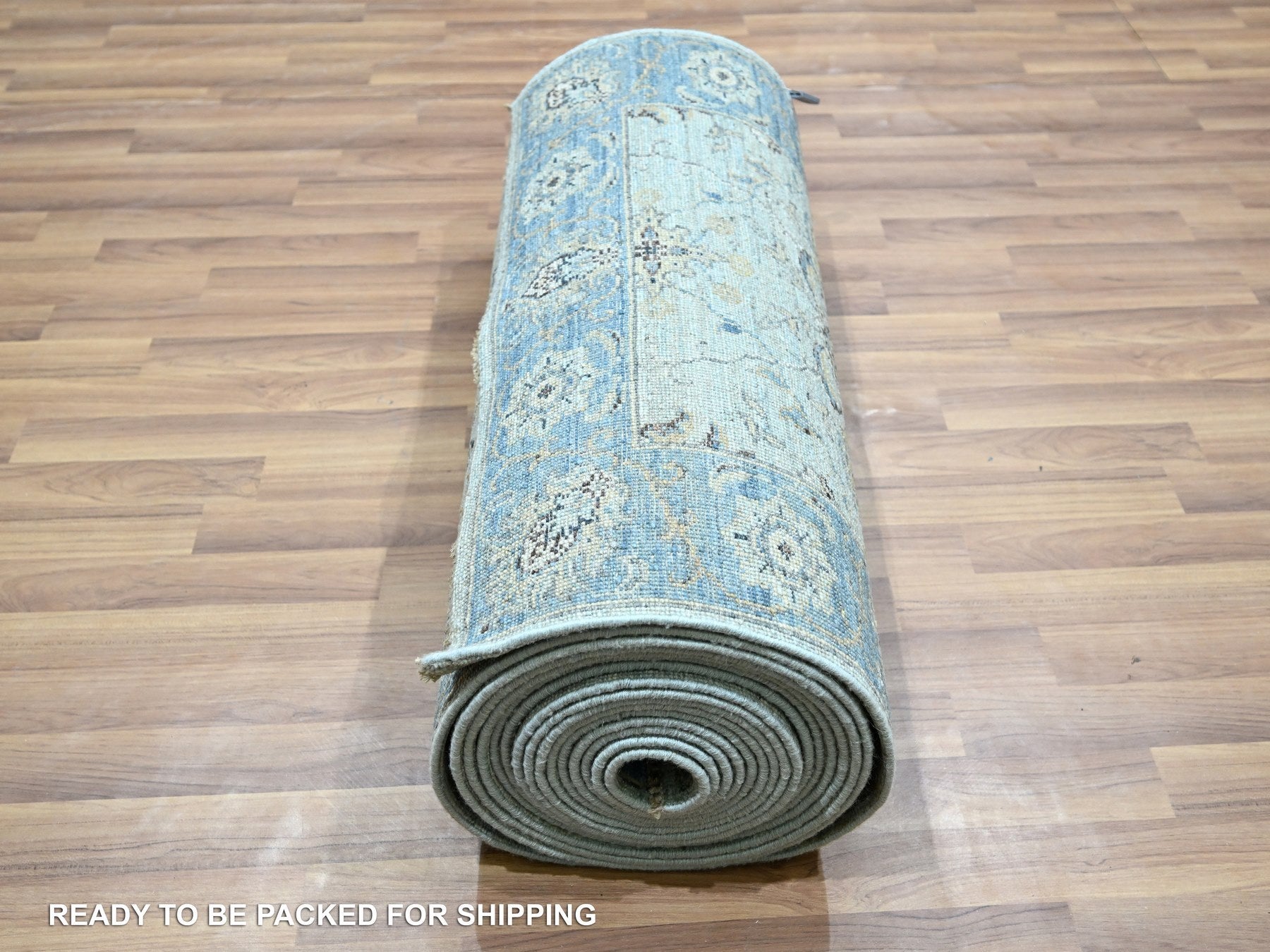 Agra Oushak / Peshawar hand-knotted wool runner in Blue, 2'9" x 29'10", SKU O076124