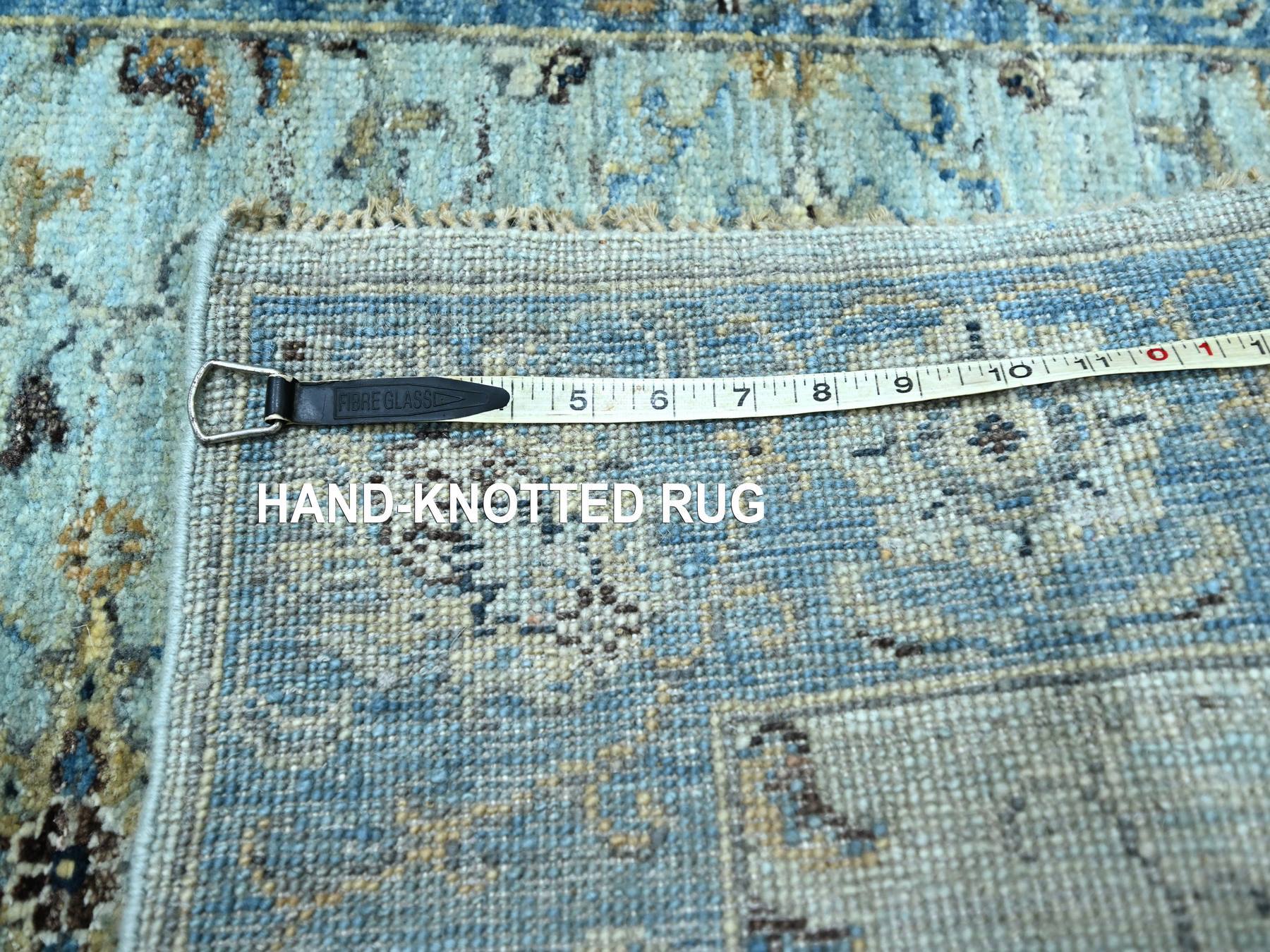 Agra Oushak / Peshawar hand-knotted wool runner in Blue, 2'9" x 29'10", SKU O076124