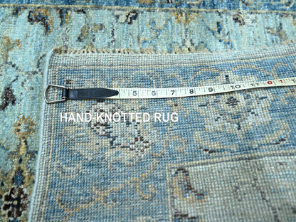 Agra Oushak / Peshawar hand-knotted wool runner in Blue, 2'9" x 29'10", SKU O076124