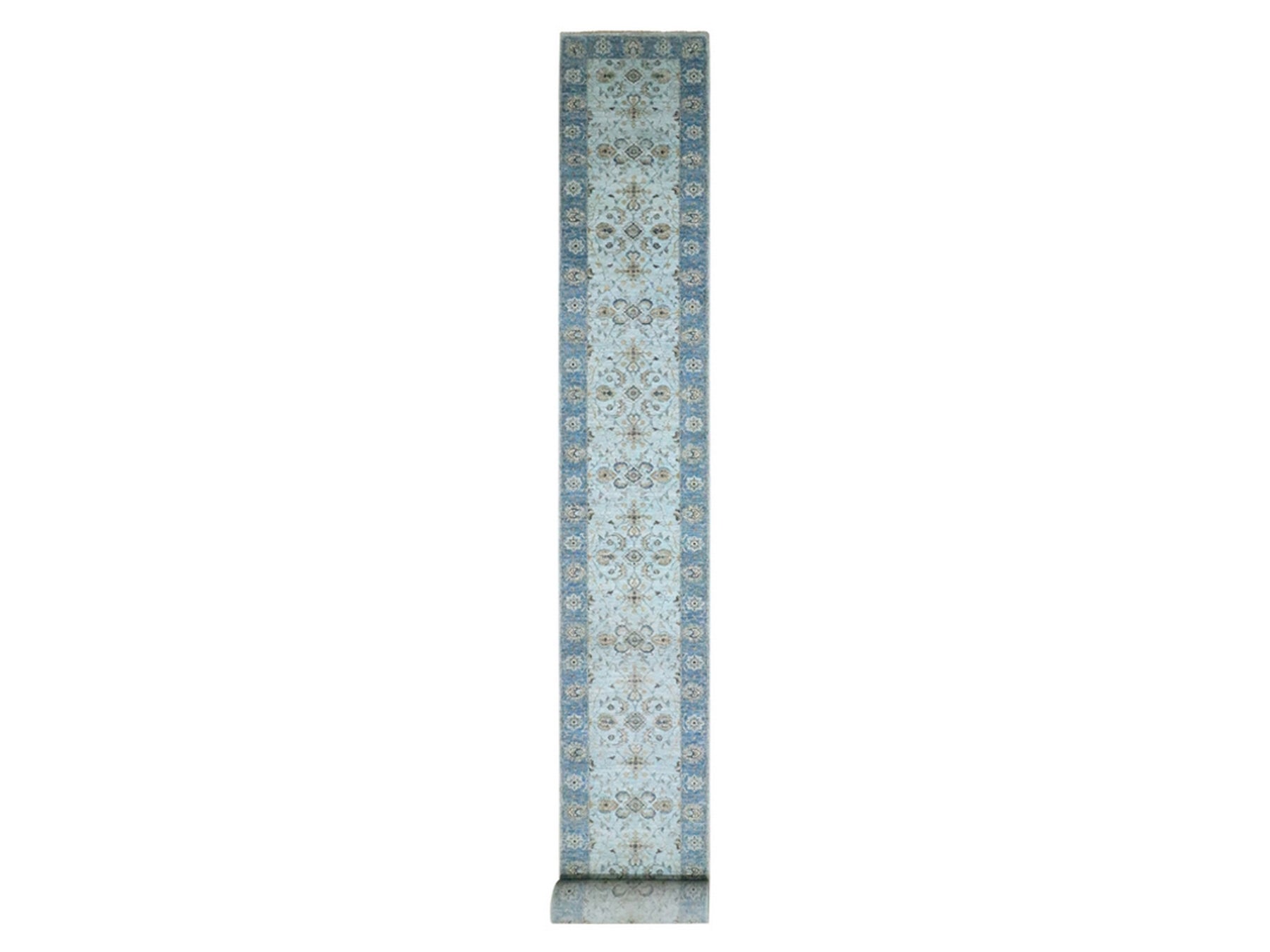 Agra Oushak / Peshawar hand-knotted wool runner in Blue, 2'7" x 25'9", SKU O076125