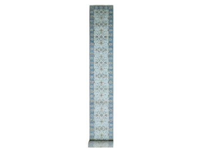 Agra Oushak / Peshawar hand-knotted wool runner in Blue, 2'7" x 25'9", SKU O076125