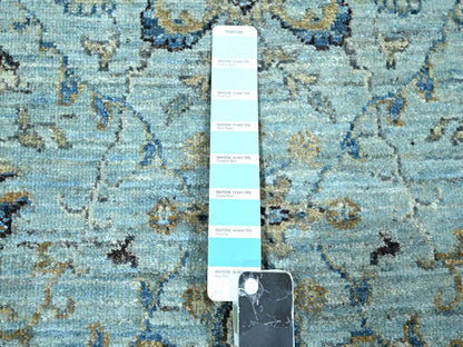 Blue 2'7" x 25'9" Oushak And Peshawar Hand knotted Wool Rug - Sku: O076125