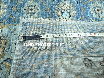 Agra Oushak / Peshawar hand-knotted wool runner in Blue, 2'7" x 25'9", SKU O076125