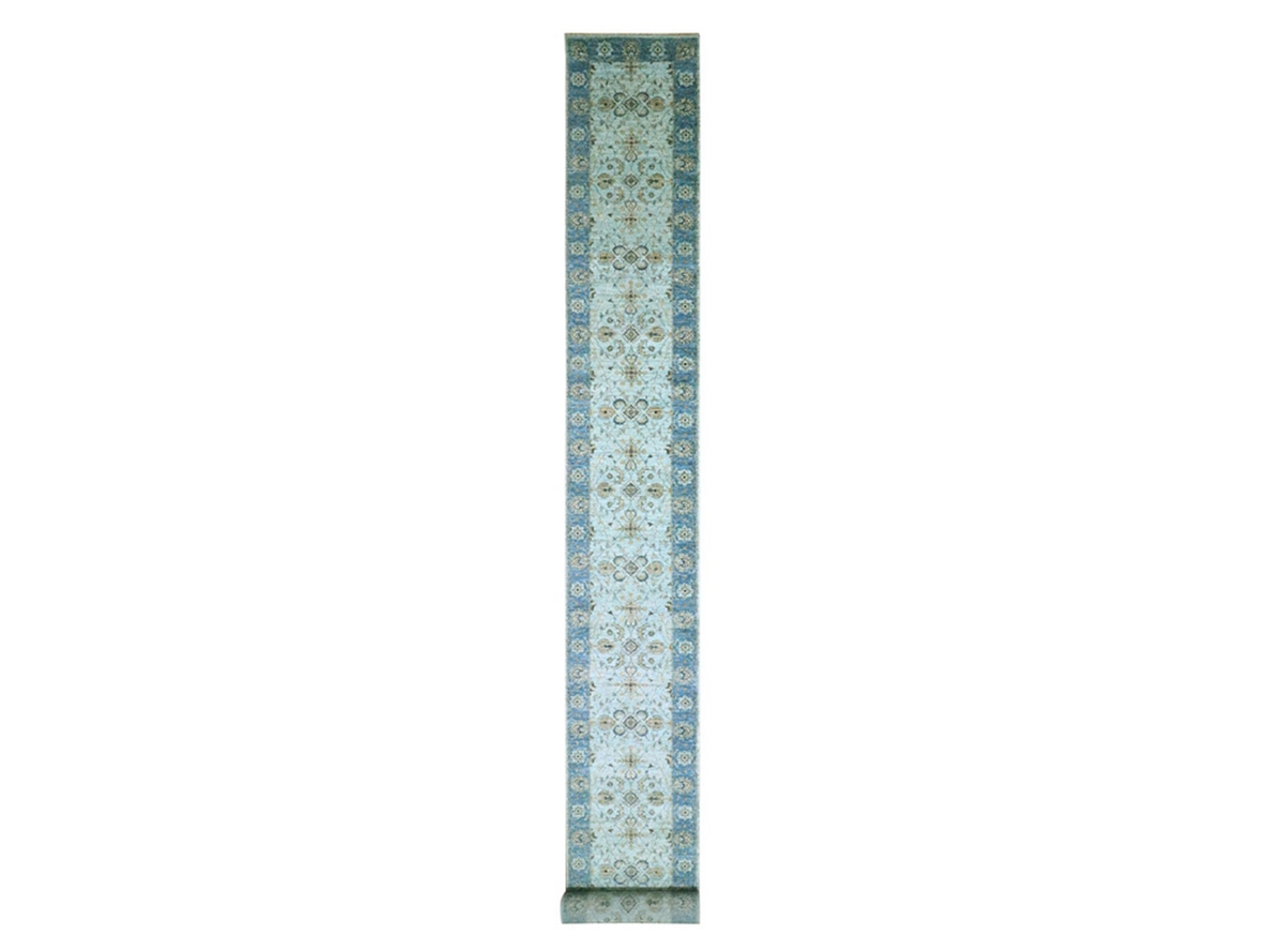 Agra Oushak / Peshawar hand-knotted wool runner in Blue, 2'8" x 24'1", SKU O076126