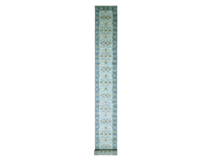 Agra Oushak / Peshawar hand-knotted wool runner in Blue, 2'8" x 24'1", SKU O076126