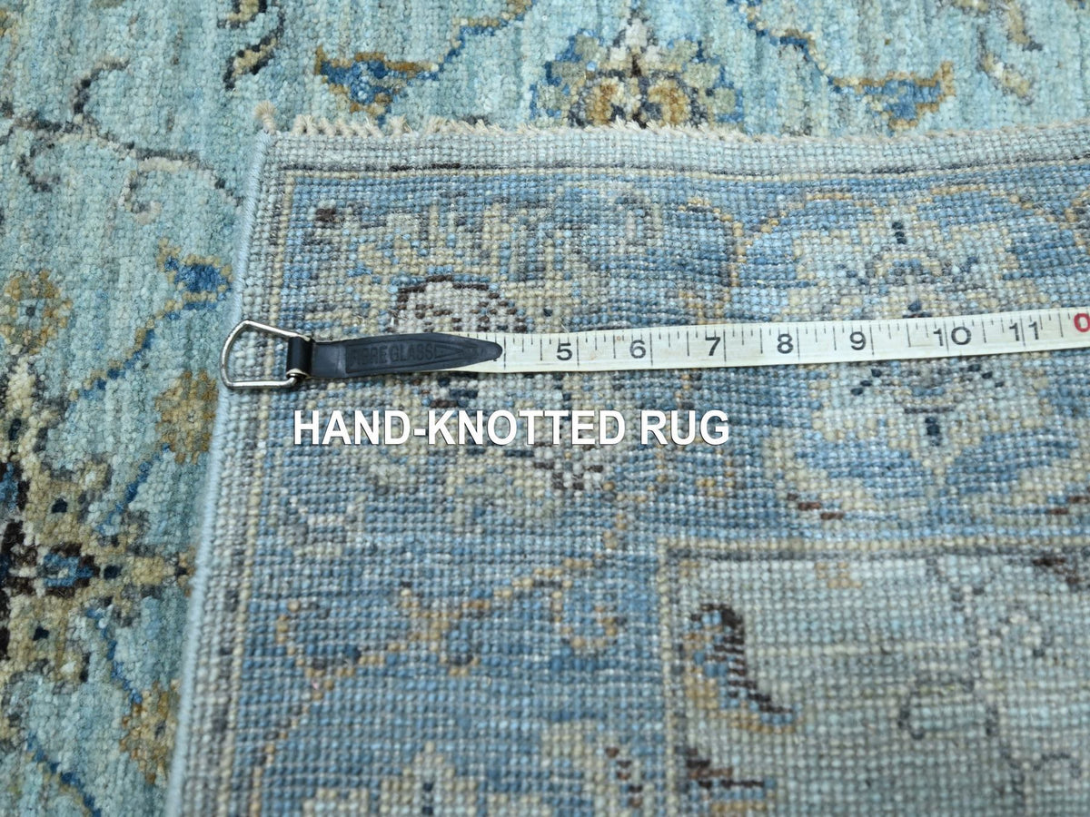 Agra Oushak / Peshawar hand-knotted wool runner in Blue, 2'8" x 24'1", SKU O076126
