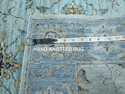 Agra Oushak / Peshawar hand-knotted wool runner in Blue, 2'8" x 24'1", SKU O076126