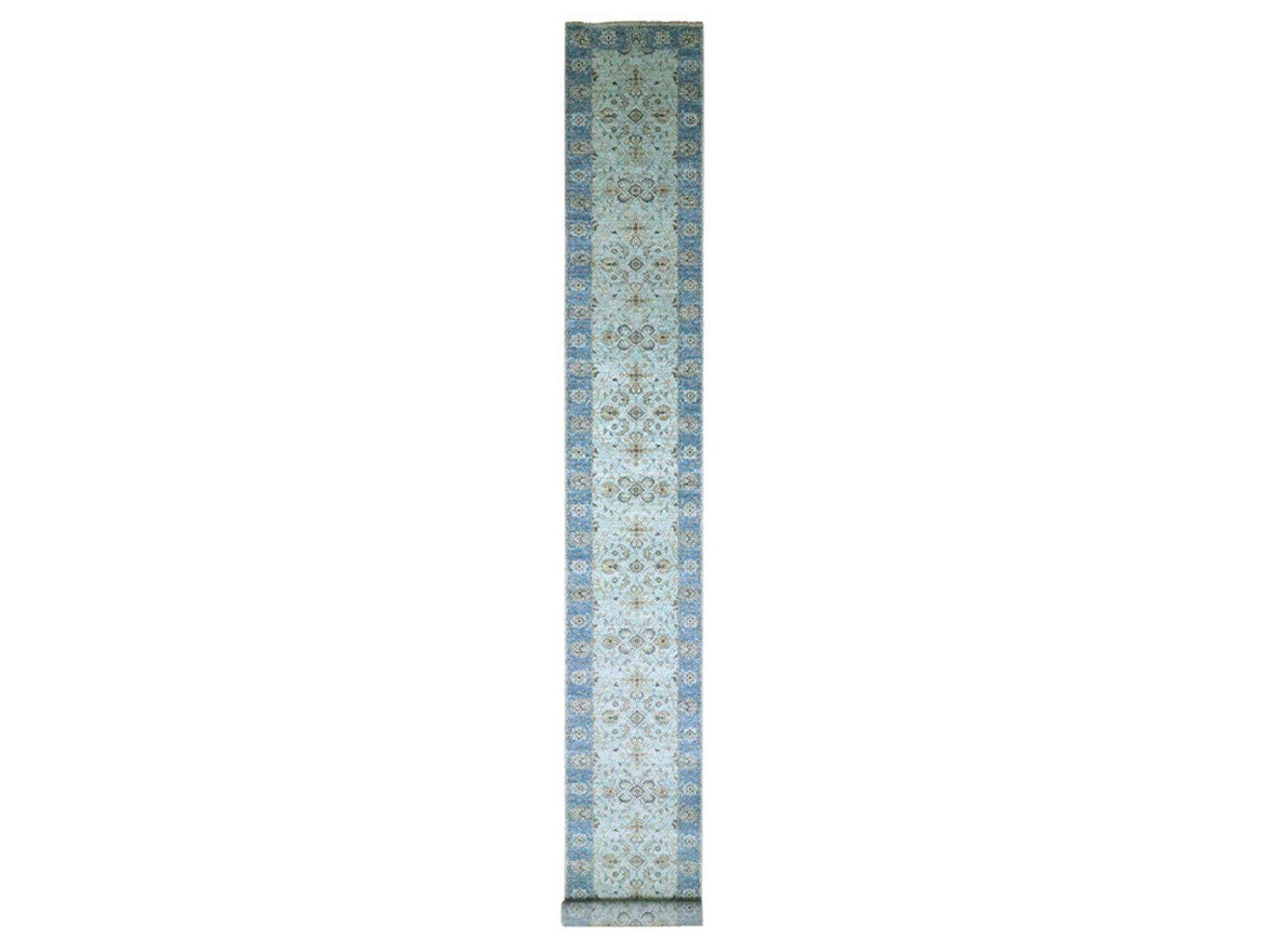 Agra Oushak / Peshawar hand-knotted wool runner in Blue, 2'9" x 22'0", SKU O076127