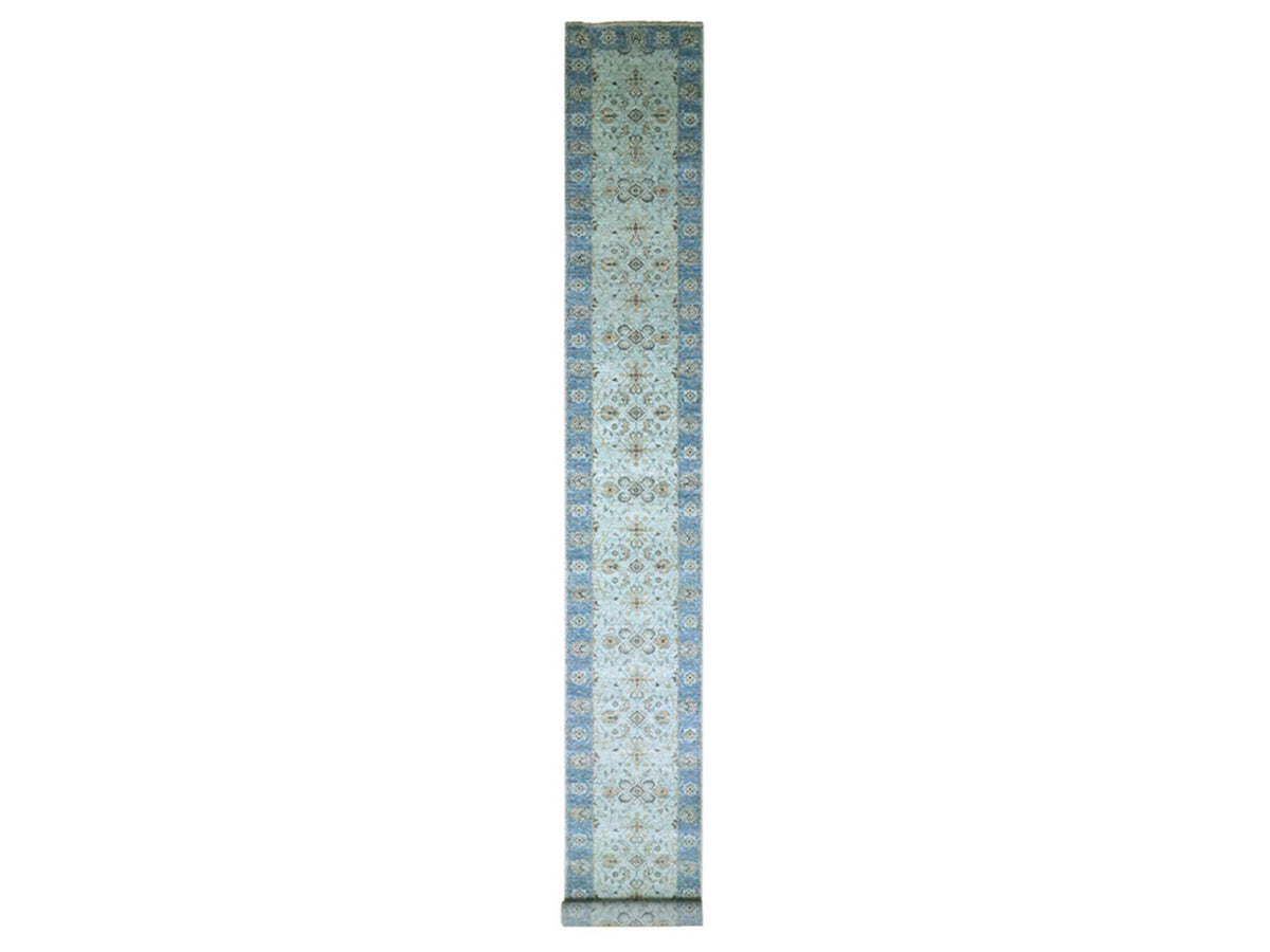 Agra Oushak / Peshawar hand-knotted wool runner in Blue, 2'9" x 22'0", SKU O076127