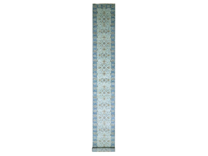 Agra Oushak / Peshawar hand-knotted wool runner in Blue, 2'9" x 22'0", SKU O076127