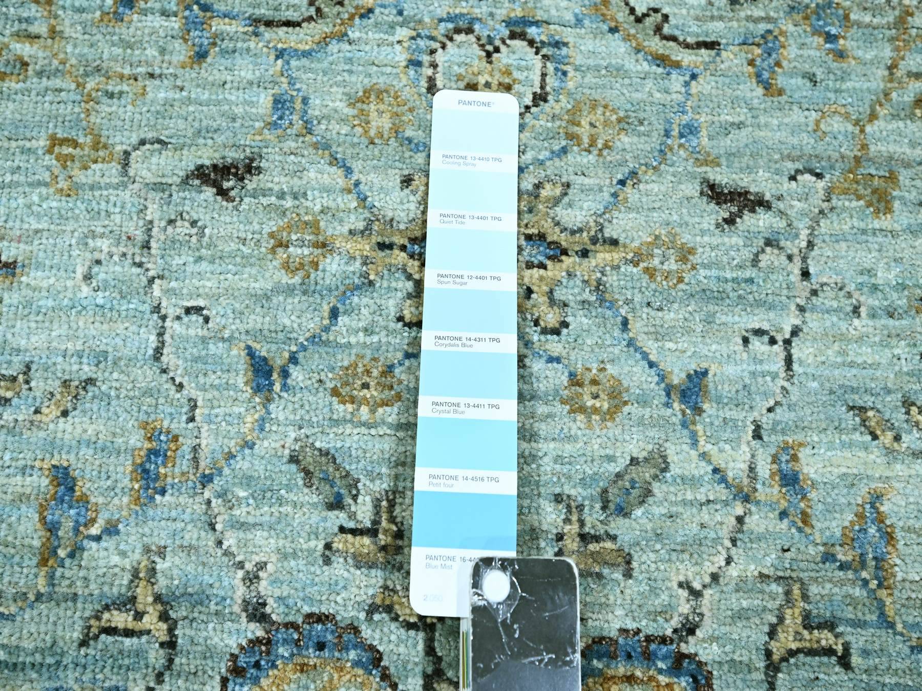 Agra Oushak / Peshawar hand-knotted wool runner in Blue, 2'9" x 22'0", SKU O076127