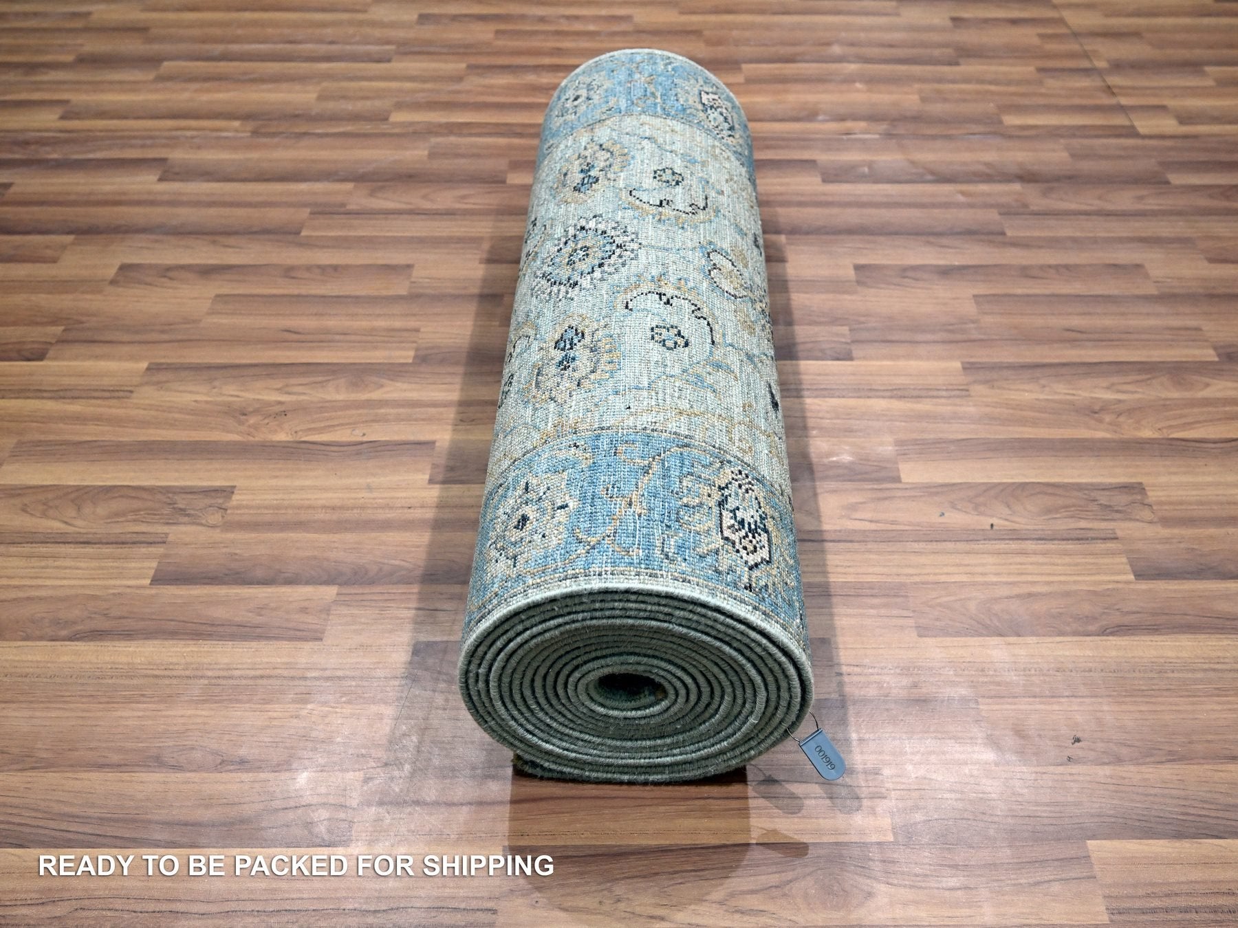 Agra Oushak / Peshawar hand-knotted wool runner in Blue, 2'9" x 22'0", SKU O076127