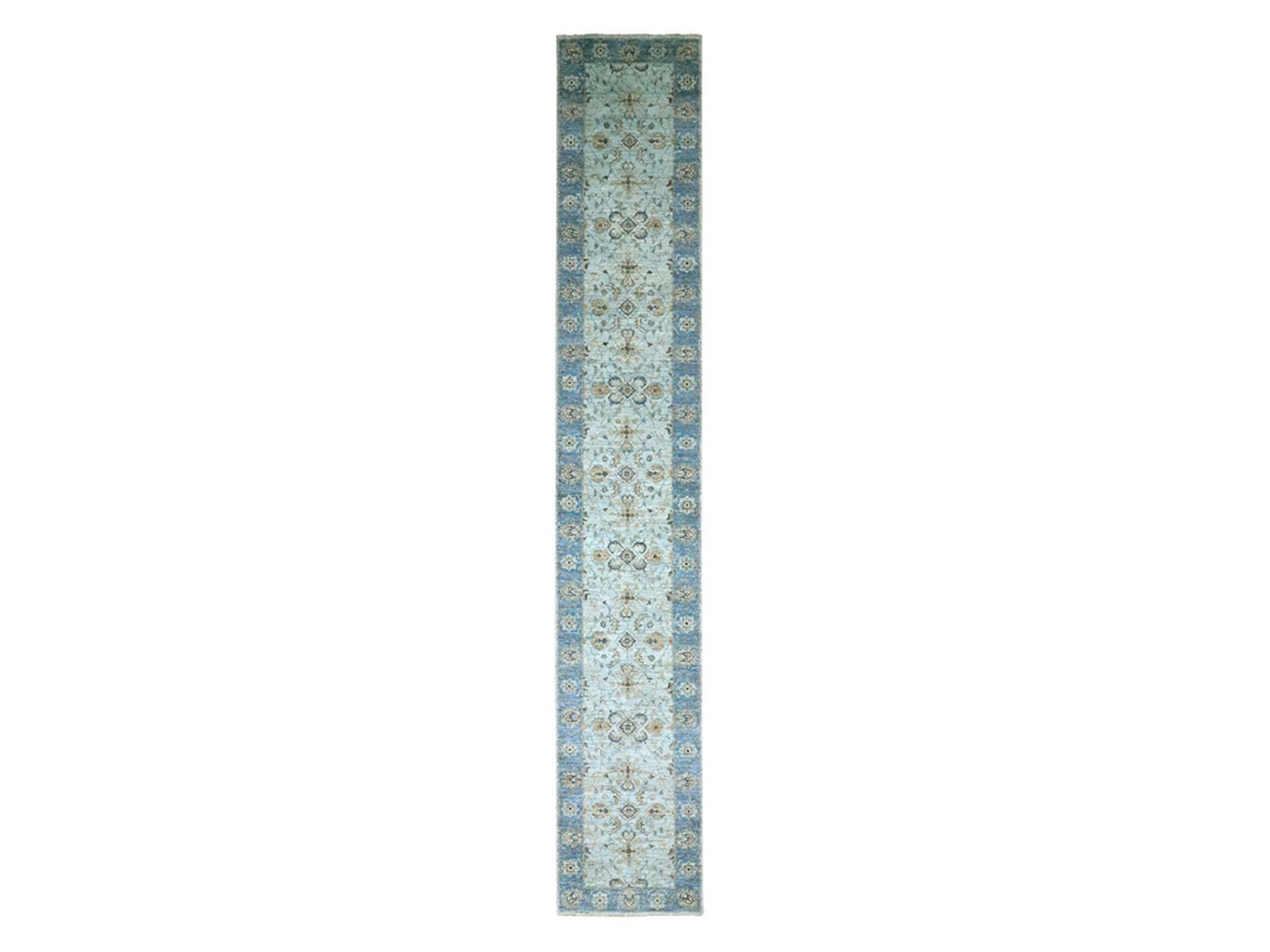 Agra Oushak / Peshawar hand-knotted wool runner in Blue, 2'8" x 16'1", SKU O076128